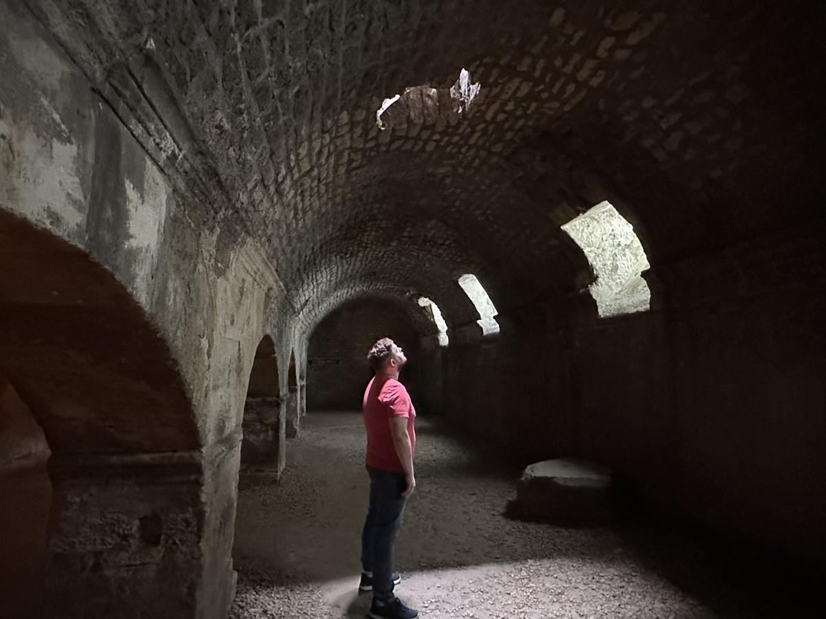 Underground barrel-vaulted stone galleries of the Cryptoportiques beneath the old town of Arles