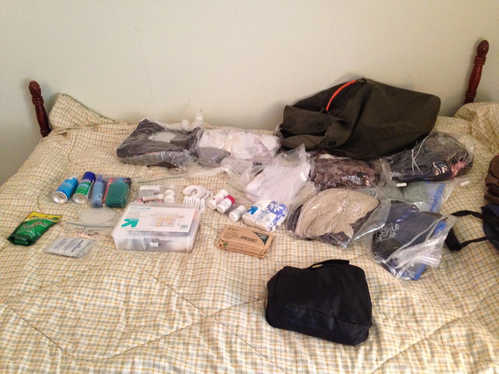 Travel gear laid out for Rwanda trip